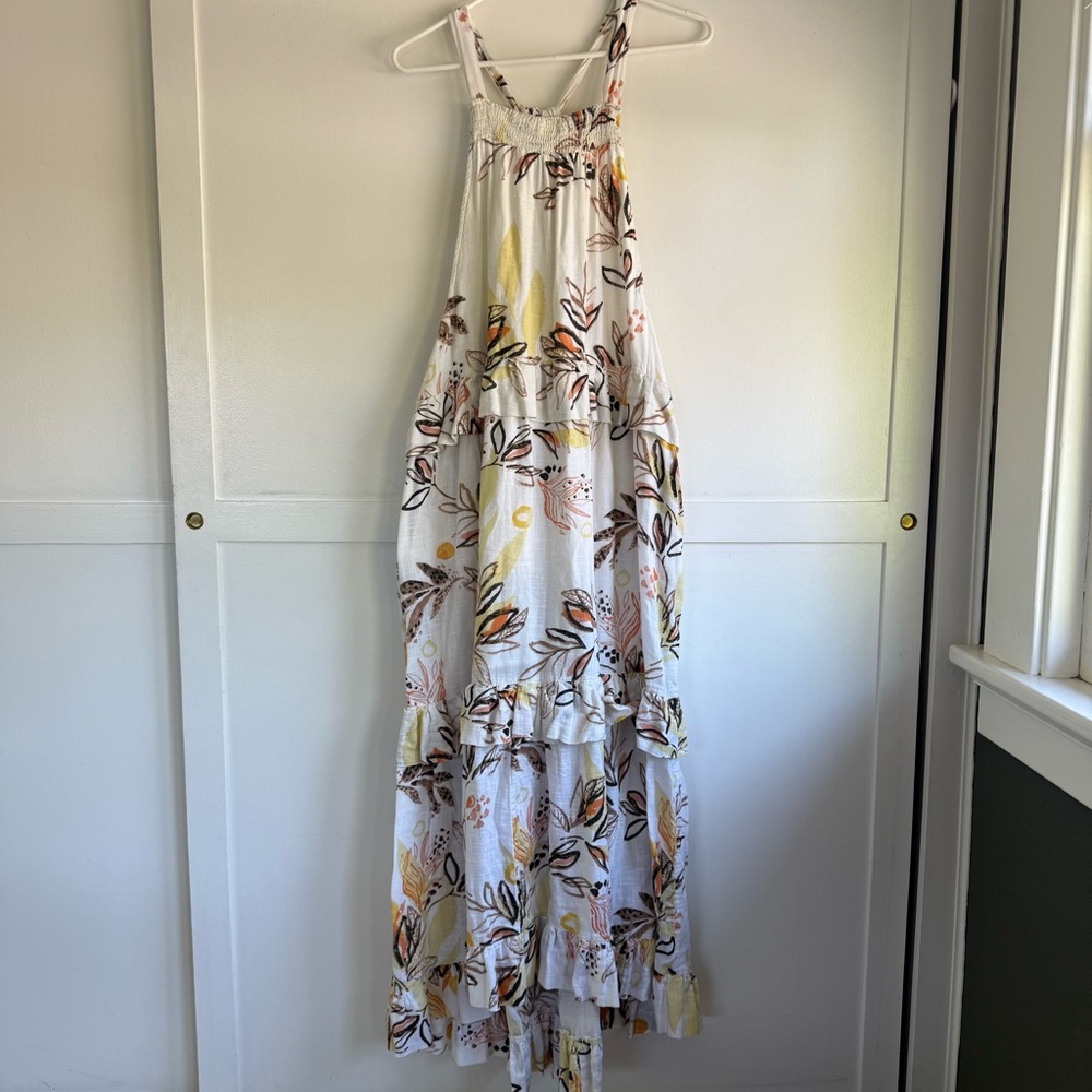 Free People Anita Printed Maxi Dress Ivory Floral Ruffle Tiered Boho Size Small - Picture 3 of 10